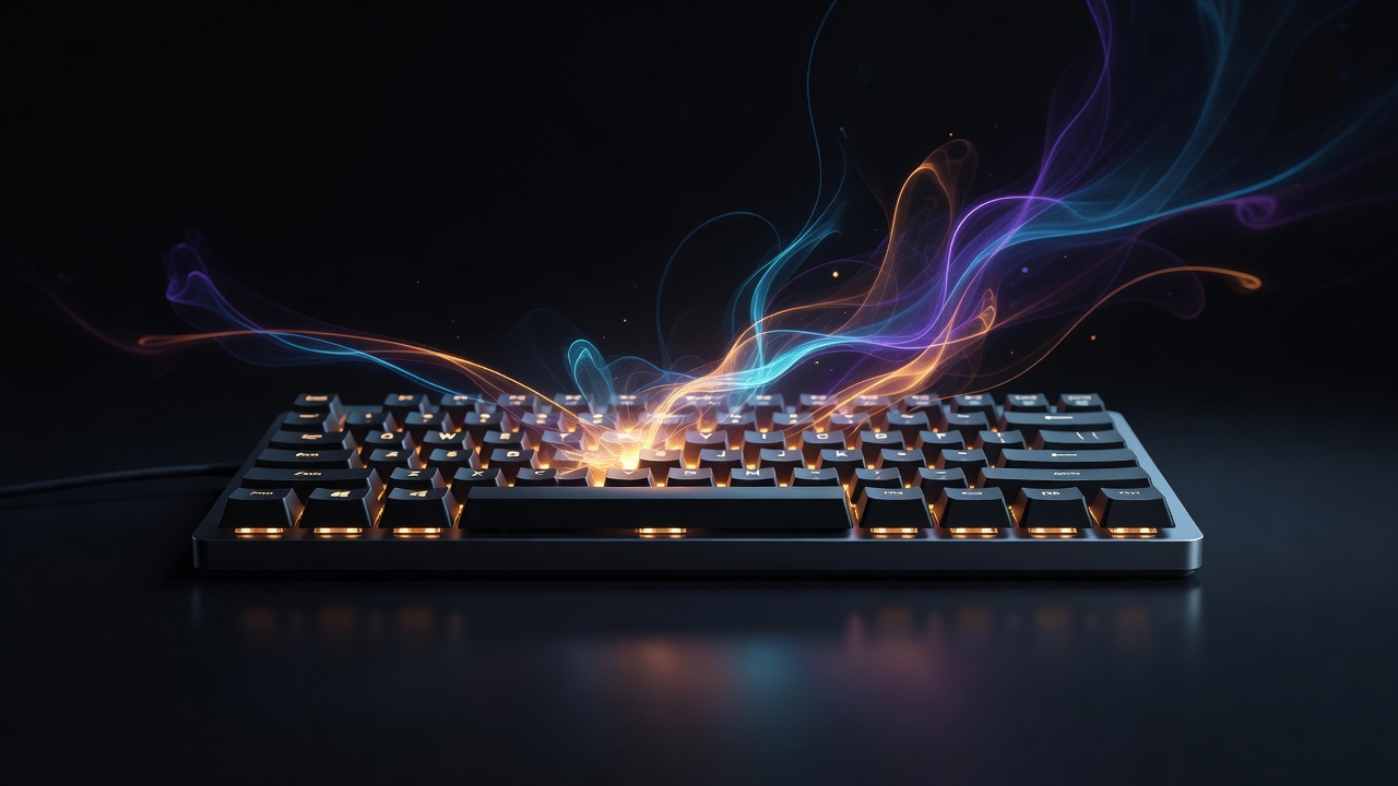 Un clavier illuminé d'une chaude lumière intérieure