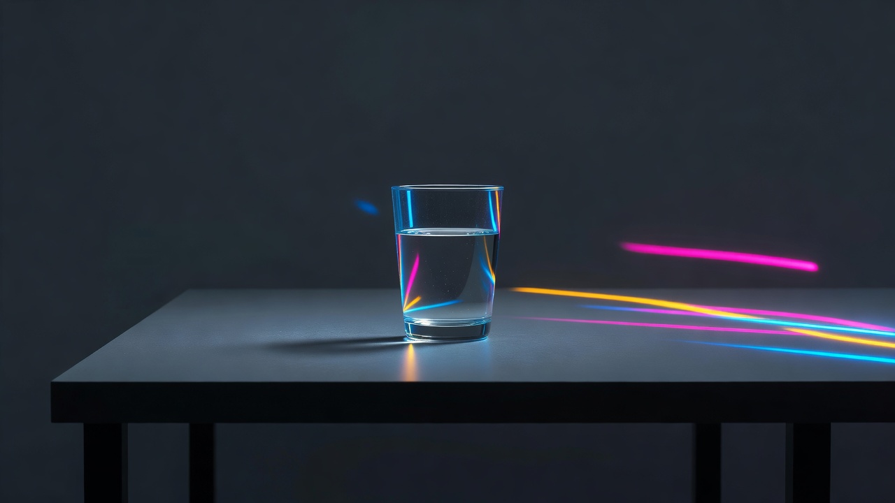 Un simple verre d'eau claire sur une table nue