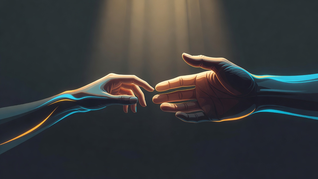 Une petite main et une main plus grande qui se tendent l'une vers l'autre