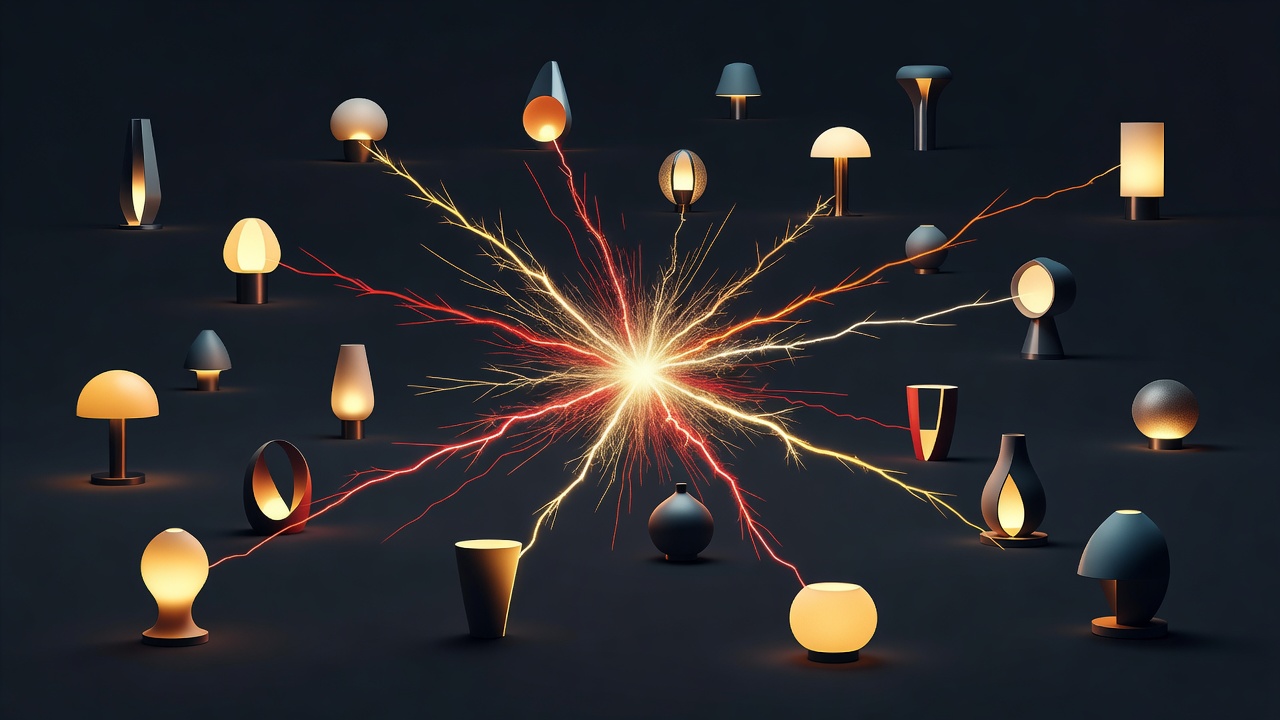 Une seule étincelle allumant d'un coup de nombreuses lampes séparées