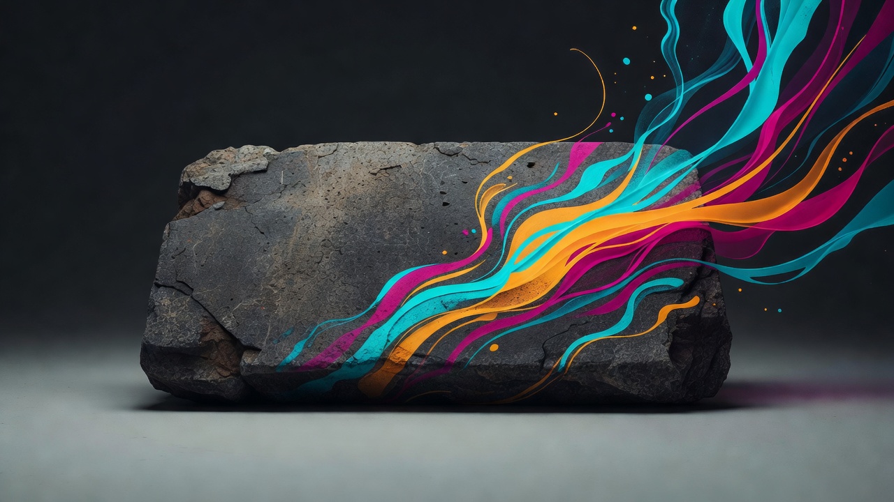 Une tablette de pierre usée posée sur une surface sobre dans une lumière égale