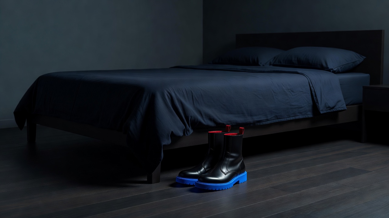 Une seule paire de bottes posée au pied du lit la veille au soir, prête à partir
